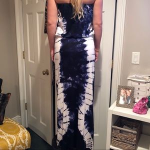 Blue and white tie dye maxi